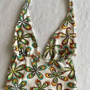 RSQ cotton halter top - 70’s floral vibe. Size XS